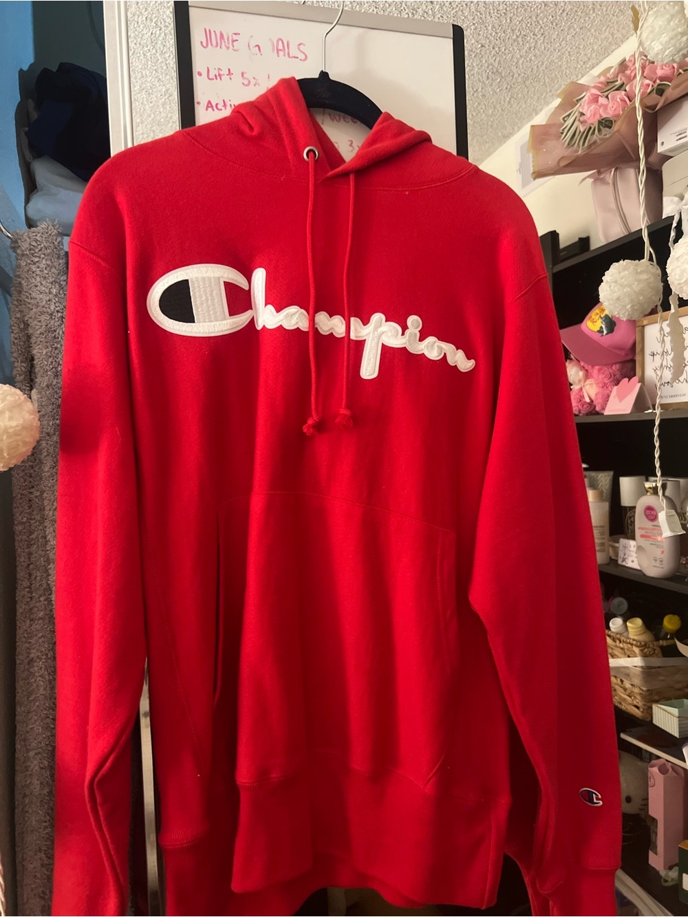 Champion Red Men's Zip Up Jacket with White Logo